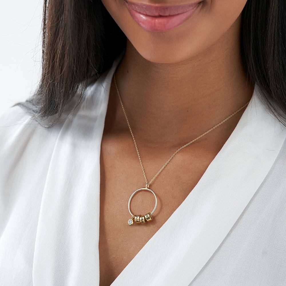 Linda Circle Pendant Necklace in 10k Yellow Gold with Lab-grown Diamond-4 product photo