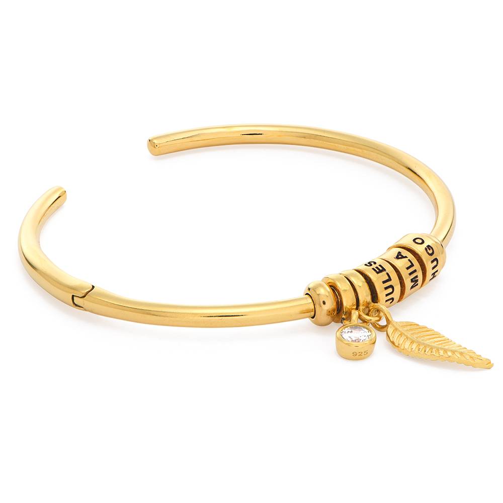Linda Open Bangle Beads Bracelet in Gold Plating with 1/10 CT. T.W Lab-Diamond-4 product photo