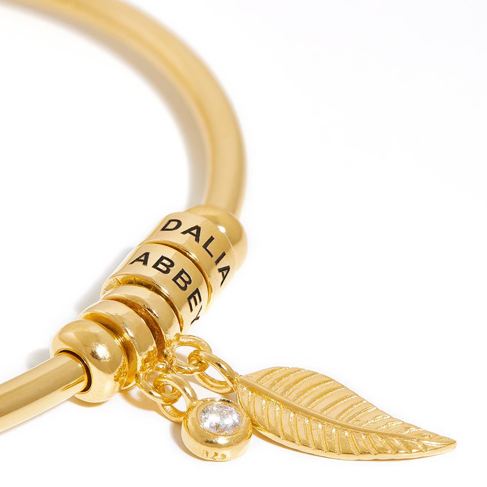 Linda Open Bangle Beads Bracelet in Gold Plating with 1/10 CT. T.W Lab-Diamond-6 product photo