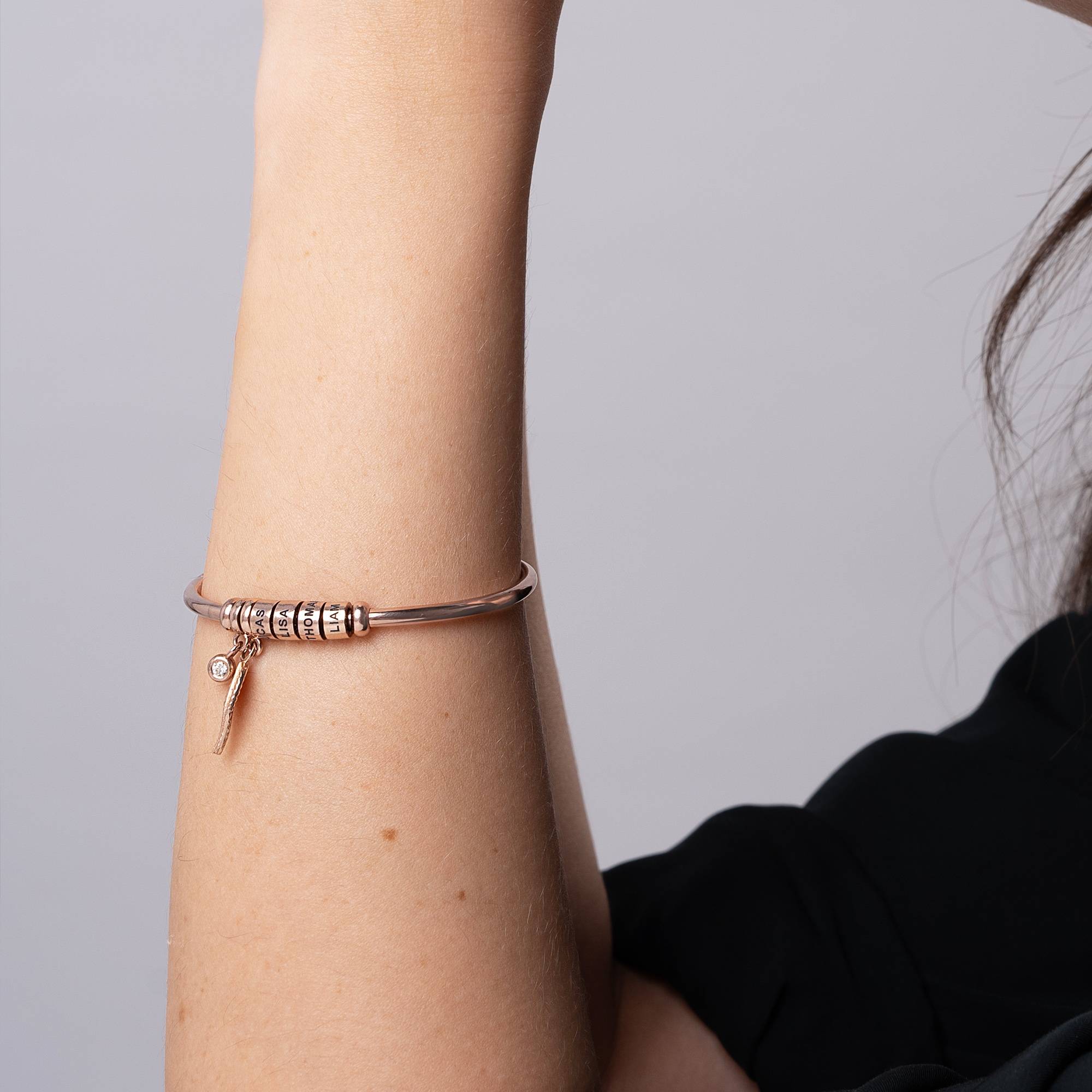 Linda Open Bangle Beads Bracelet in Rose Gold Plating with 1/10 CT. T.W Lab-Diamond-2 product photo