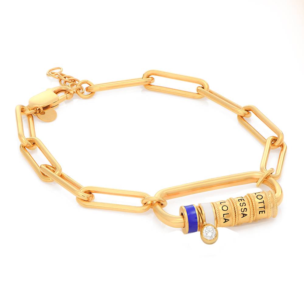 Linda Oval Clasp Bracelet With 0.25CT Diamond in 18K Gold Plating-1 product photo