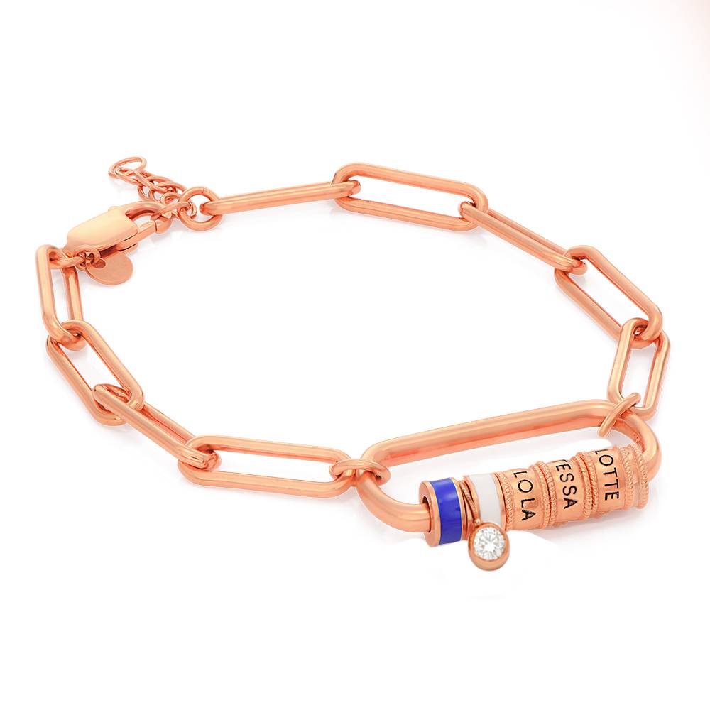 Linda Oval Clasp Bracelet With 0.25CT Diamond in 18K Rose Gold Plating-4 product photo