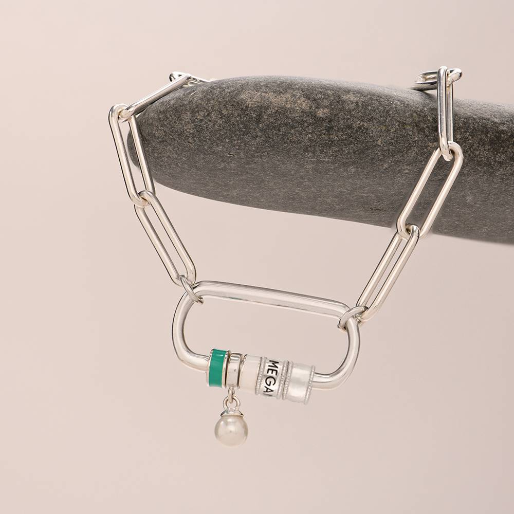 Linda Oval Clasp Bracelet With 0.25CT Diamond in Sterling Silver-1 product photo