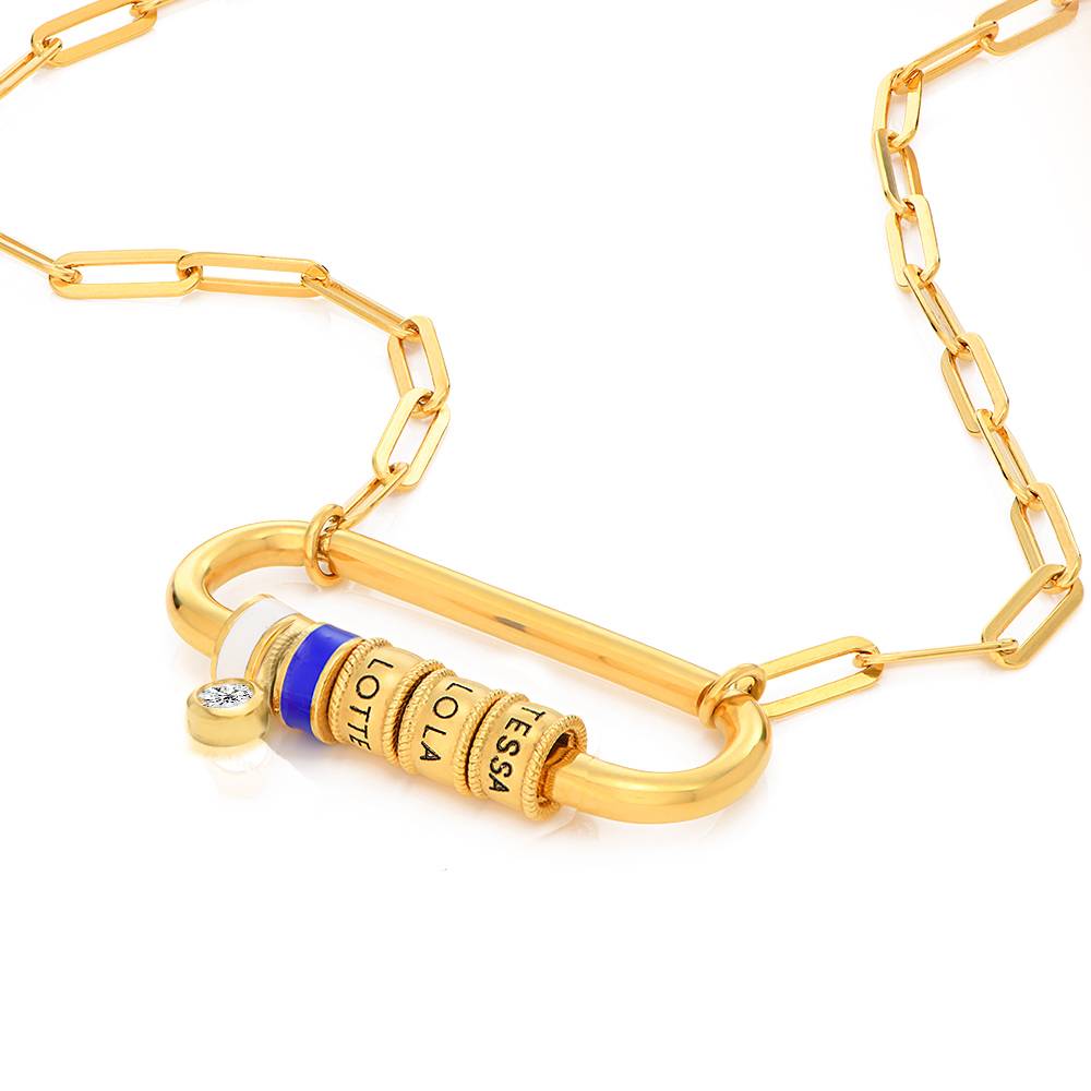 Linda Oval Clasp Necklace With 0.25CT Diamond in 18K Gold Plating-6 product photo