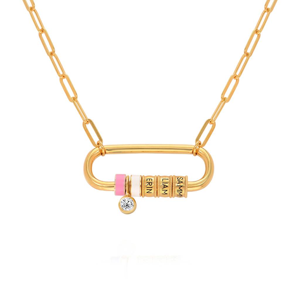 Linda Oval Clasp Necklace With 0.25CT Diamond in 18K Gold Plating-7 product photo