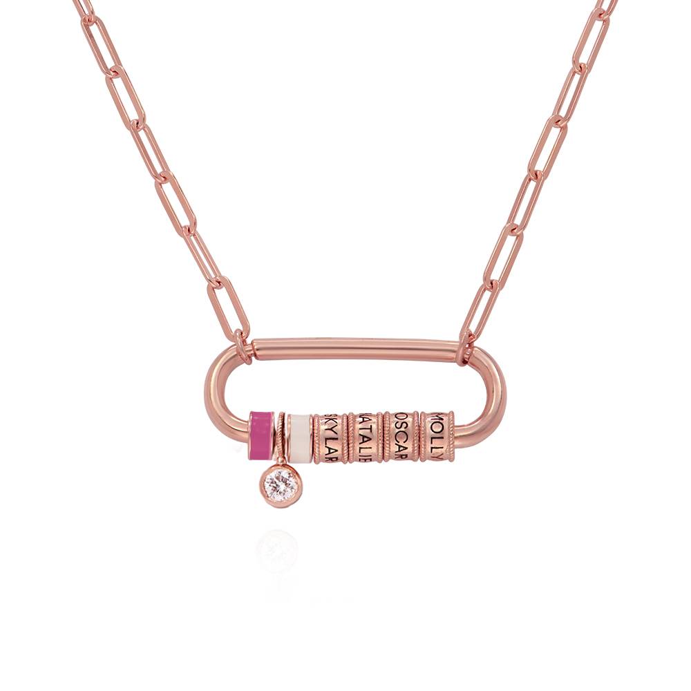 Linda Oval Clasp Necklace With 0.25CT Diamond in 18K Rose Gold Plating-7 product photo