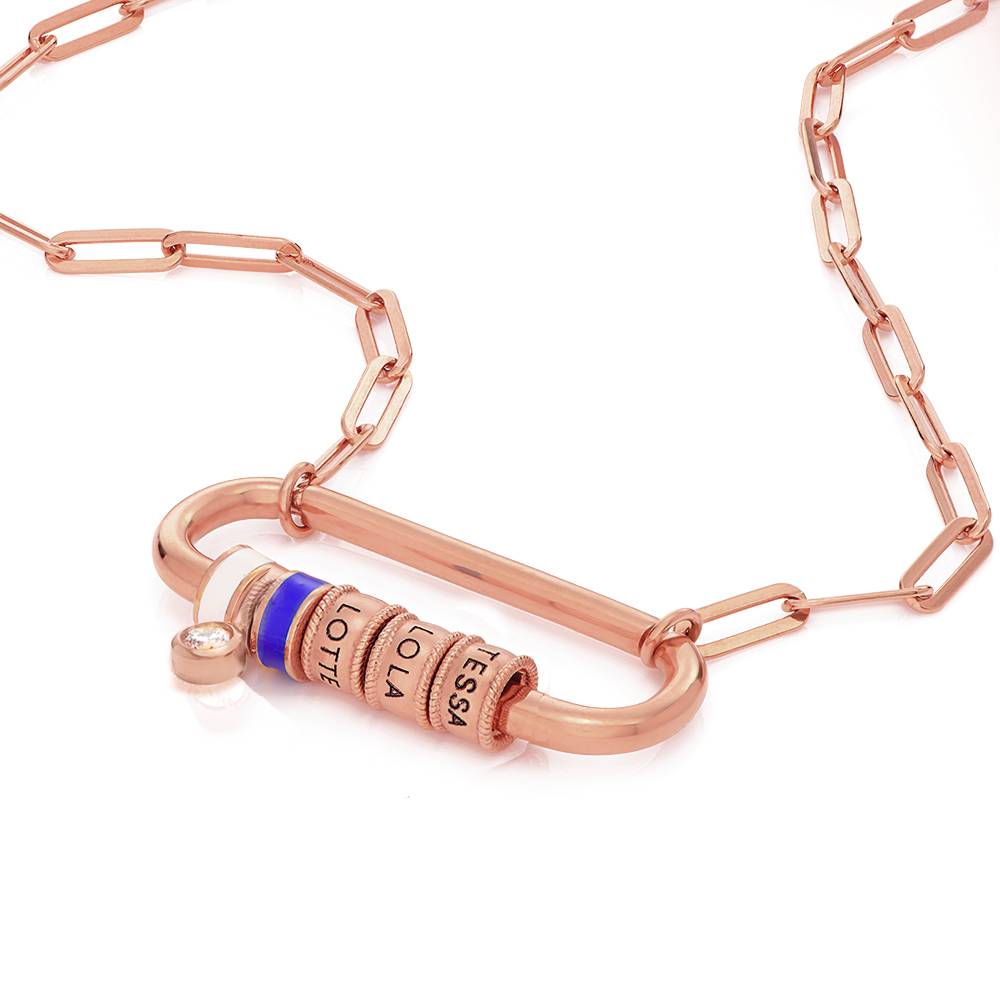 Linda Oval Clasp Necklace With 0.25CT Diamond in 18K Rose Gold Plating-6 product photo