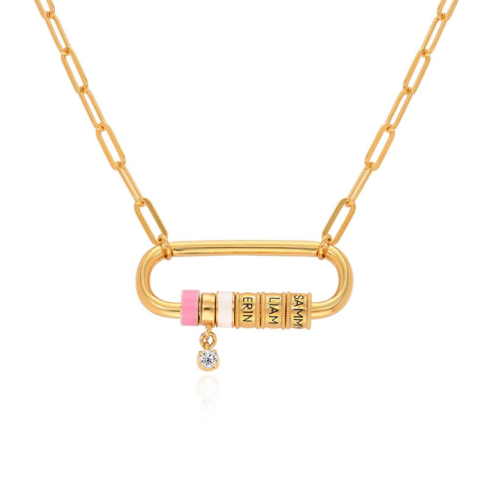 Linda Oval Clasp Necklace With Diamond in 18K Gold Plating-4 product photo