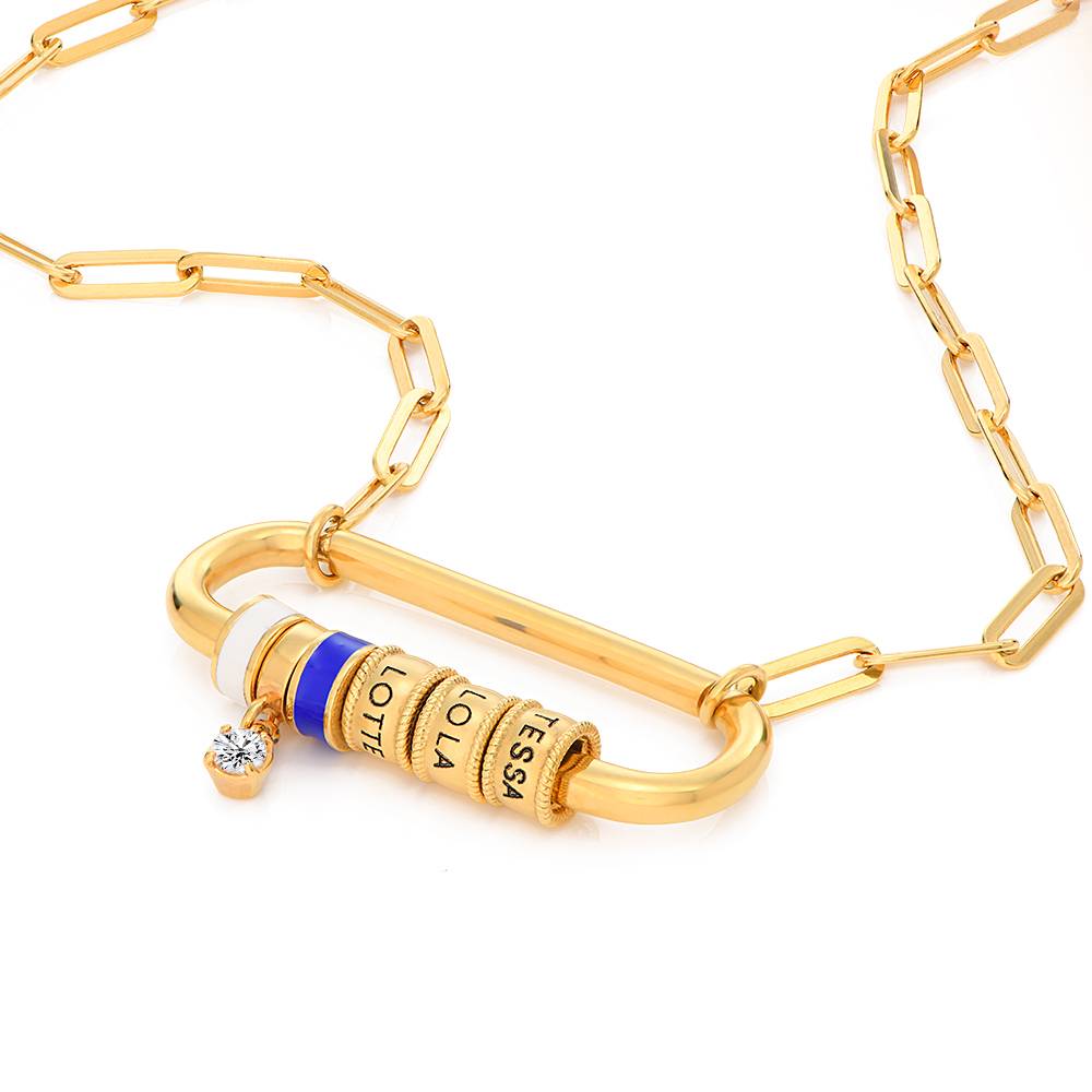 Linda Oval Clasp Necklace With Diamond in 18K Gold Plating-6 product photo