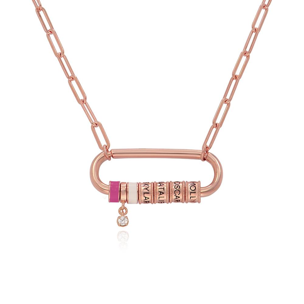 Linda Oval Clasp Necklace With Diamond in 18K Rose Gold Plating-6 product photo