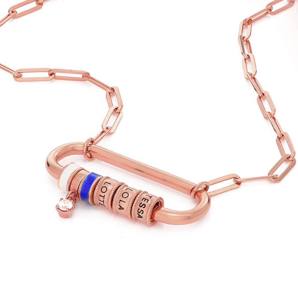 Linda Oval Clasp Necklace With Diamond in 18K Rose Gold Plating-1 product photo