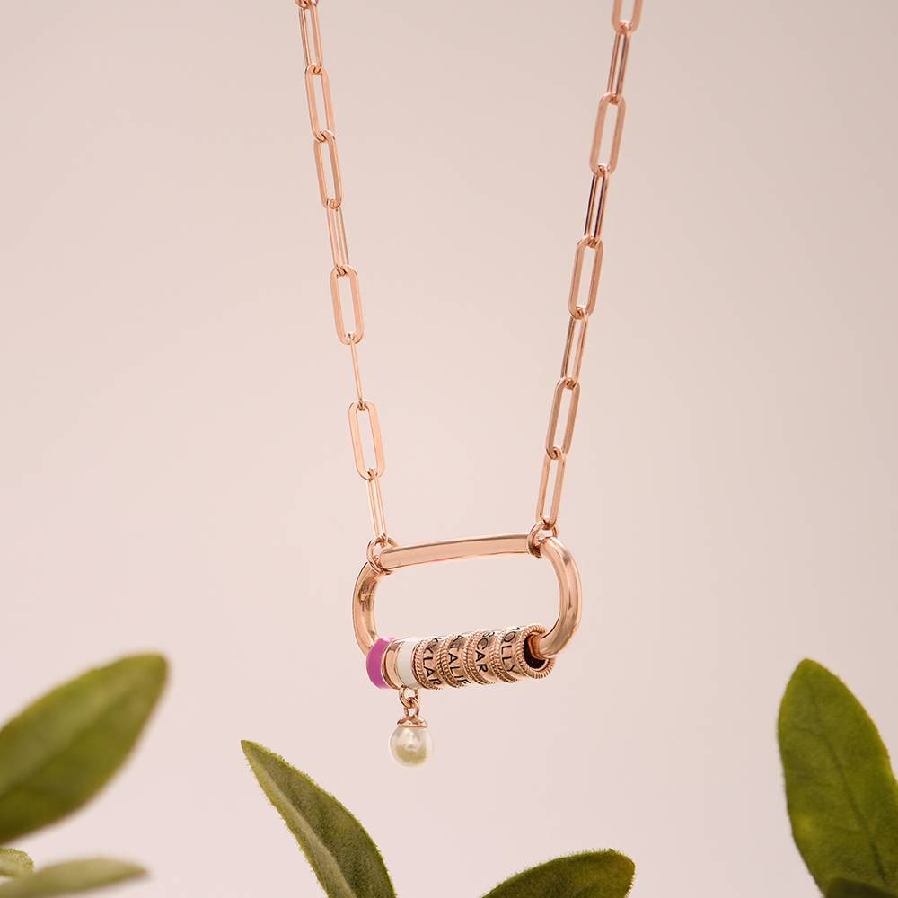 Linda Oval Clasp Necklace With Diamond in 18K Rose Gold Plating-3 product photo