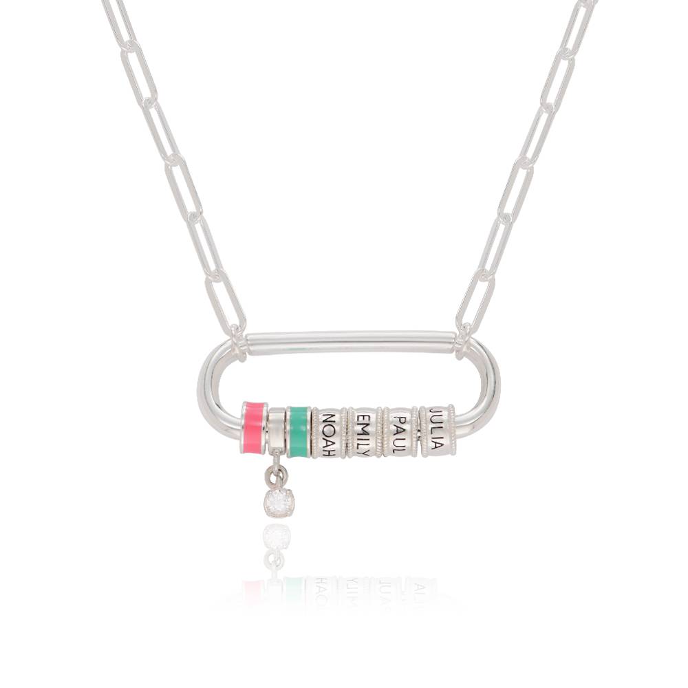 Linda Oval Clasp Necklace With Diamond in Sterling Silver-1 product photo