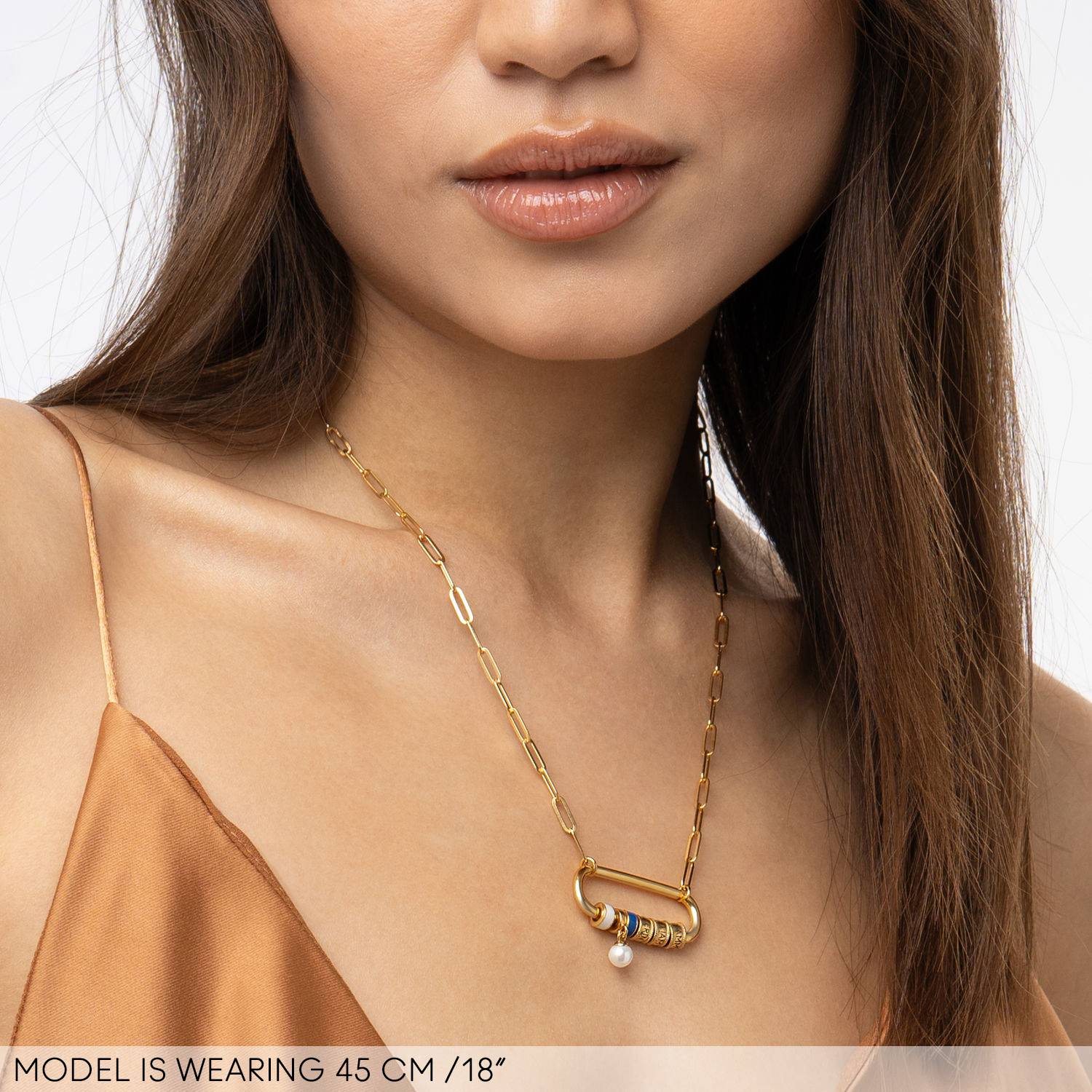 Linda Oval Clasp Necklace With Pearl in 18K Gold Vermeil-3 product photo