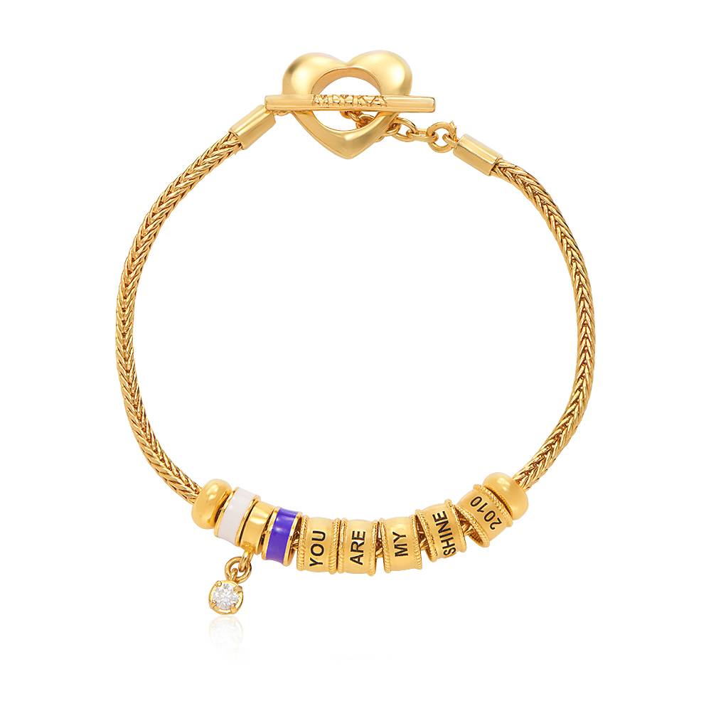 Linda Toggle Heart Charm Bracelet with Diamond & Enamel in 18K Gold Plating-4 product photo