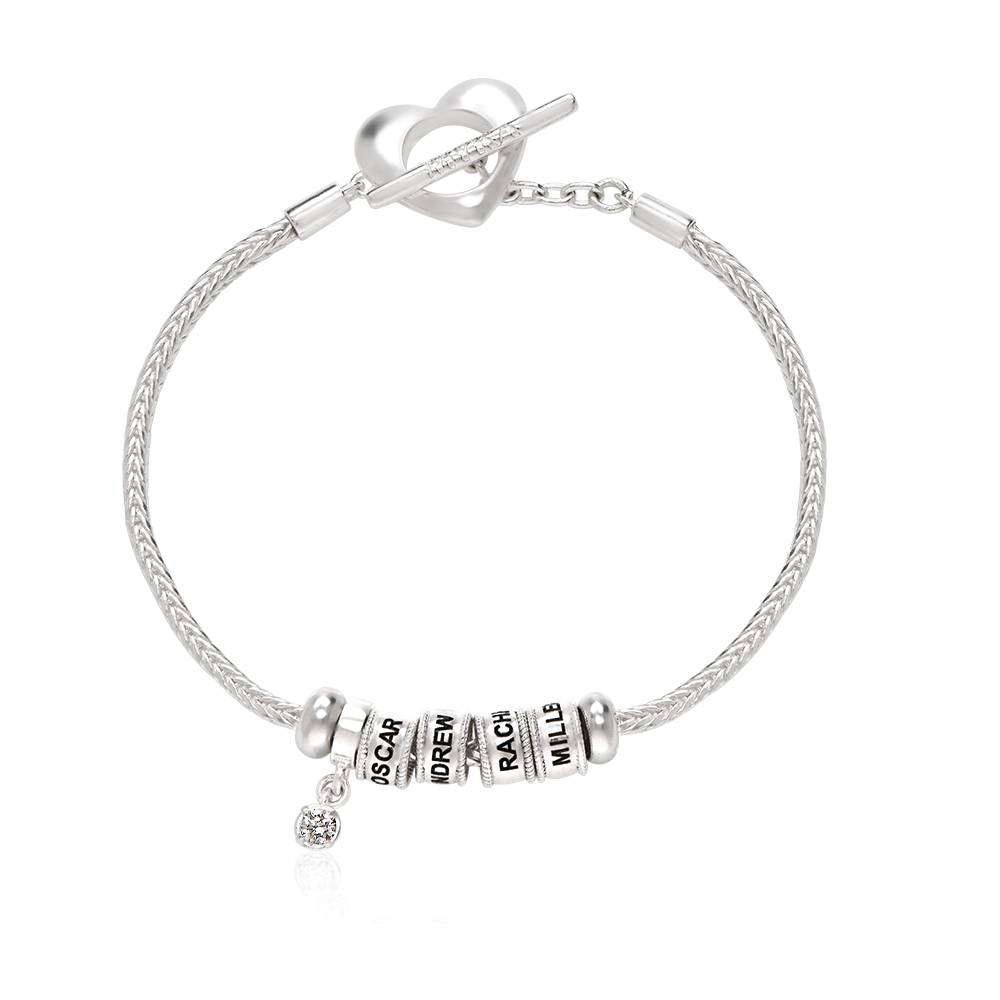 Linda Toggle Heart Charm Bracelet with Diamond in Sterling Silver-2 product photo