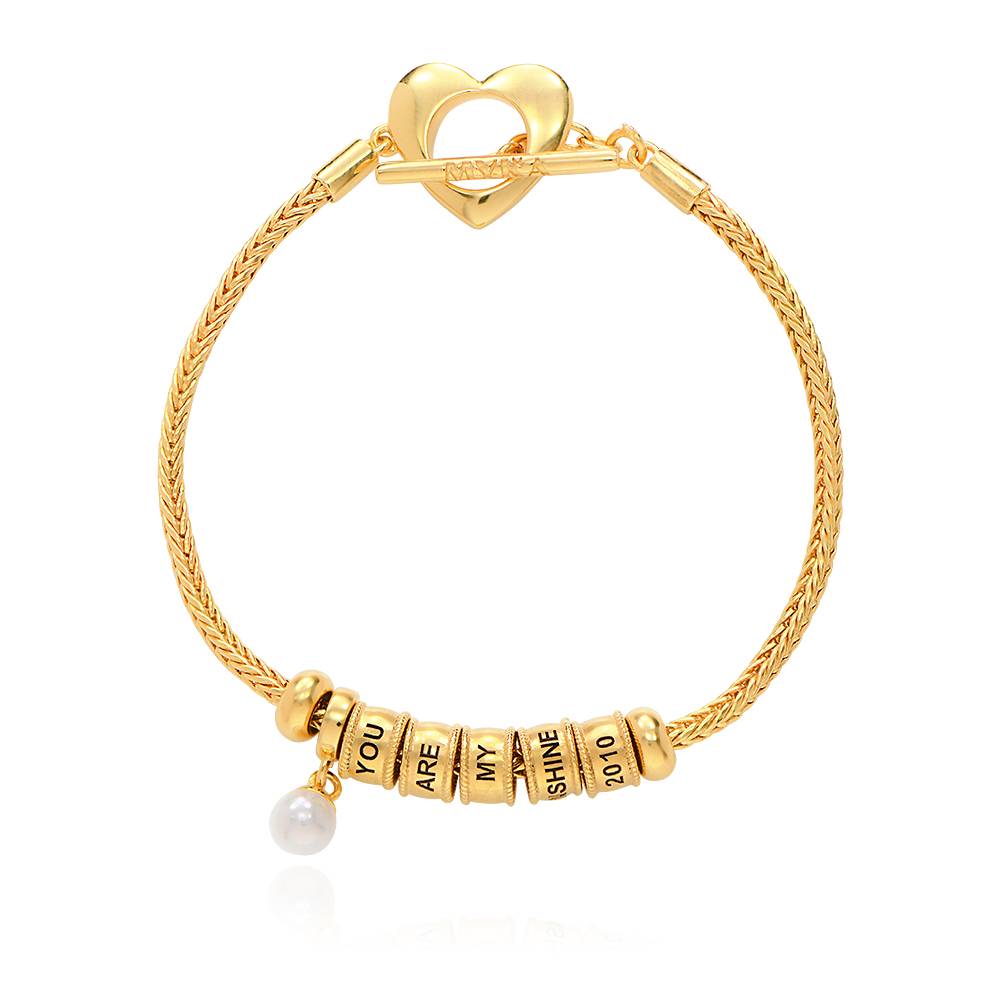 Linda Toggle Heart Charm Bracelet with Pearl in 18K Gold Plating-4 product photo
