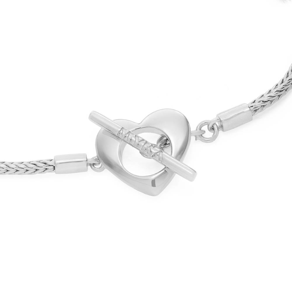 Linda Toggle Heart Charm Bracelet with Pearl in Sterling Silver-3 product photo