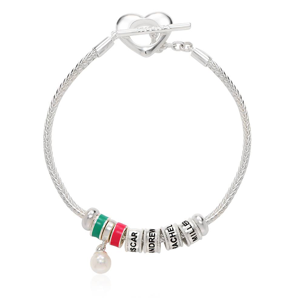 Linda Toggle Heart Charm Bracelet with Pearl & Enamel in Sterling Silver-1 product photo