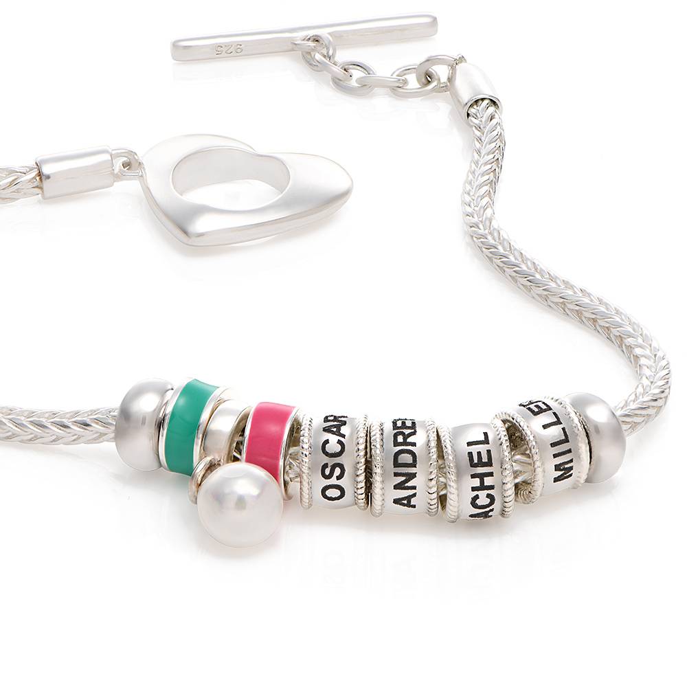 Linda Toggle Heart Charm Bracelet with Pearl & Enamel in Sterling Silver-4 product photo