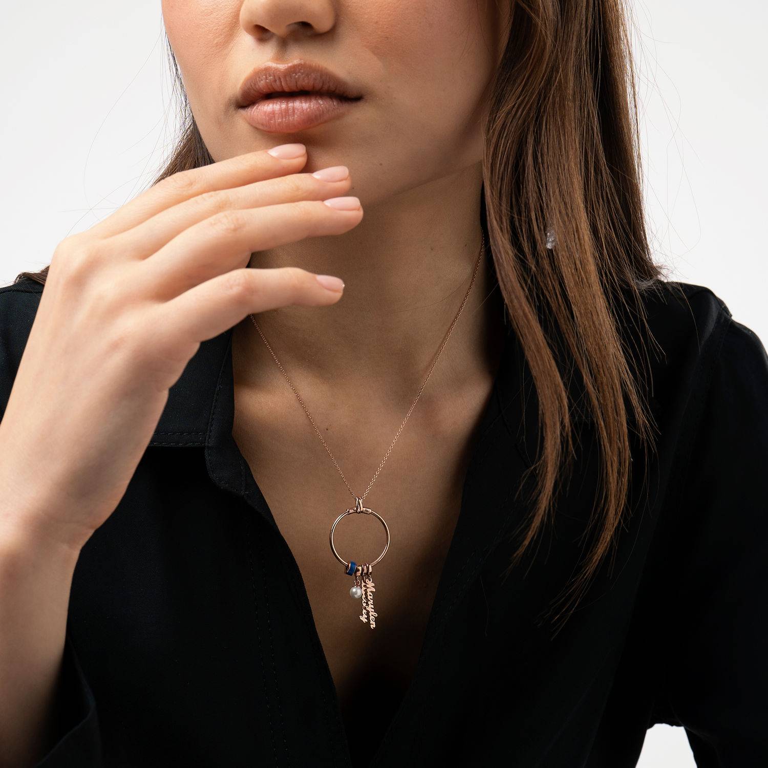 Linda Vertical Name Necklace With Diamond in 18K Rose Gold Plating-3 product photo