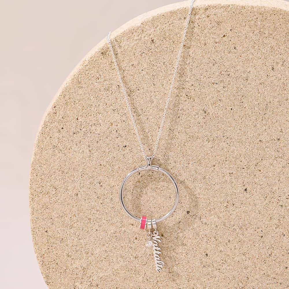 Linda Vertical Name Necklace With Diamond in Sterling SIlver-2 product photo