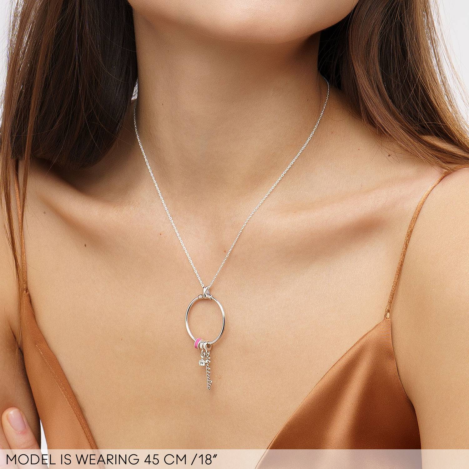 Linda Vertical Name Necklace With Pearl in Sterling SIlver-4 product photo
