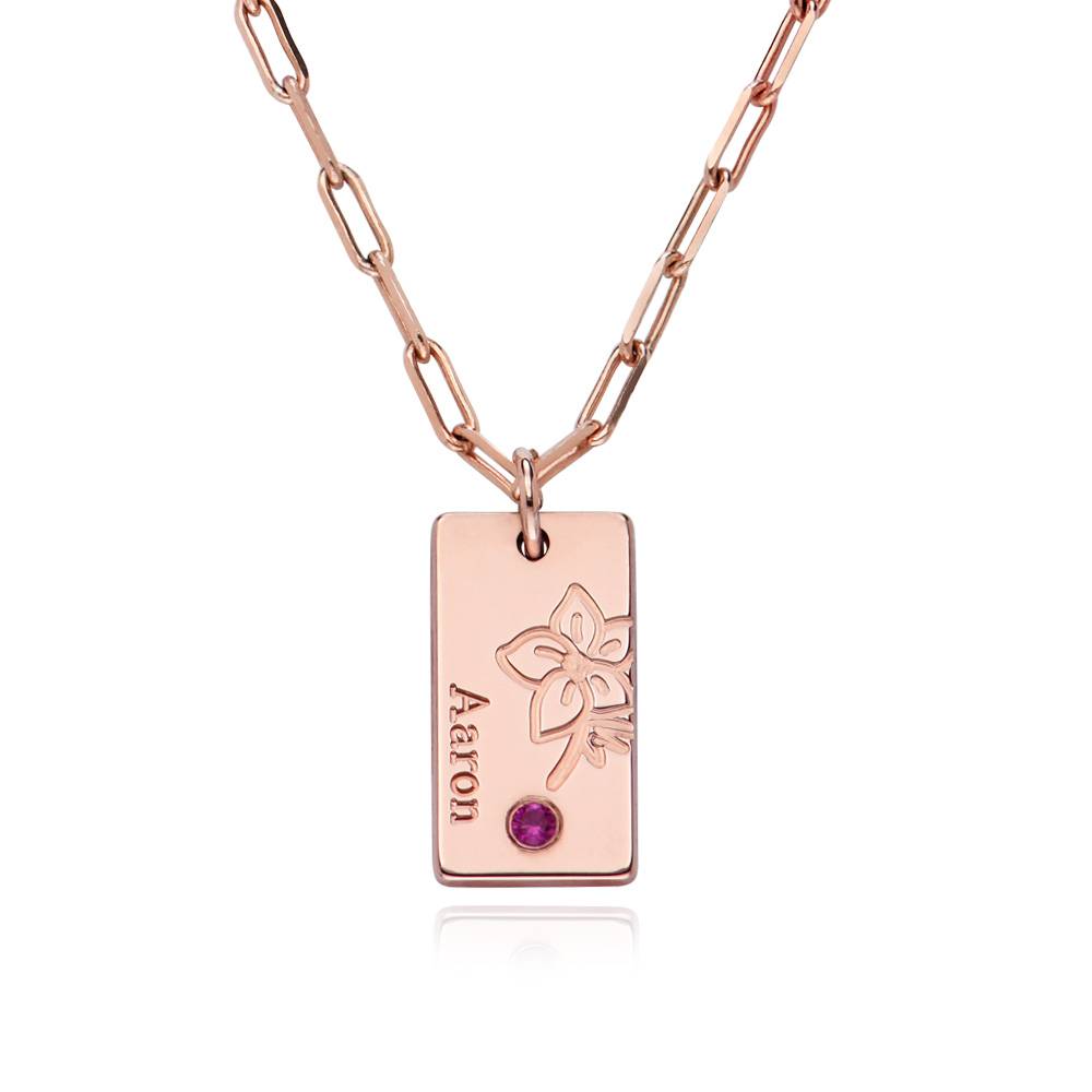 Link Blossom Birth Flower & Stone Necklace in 18ct Rose Gold Plating-7 product photo