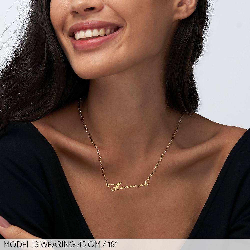 Signature Link Style Name Necklace in Gold Vermeil-3 product photo