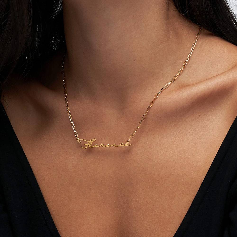 Signature Link Style Name Necklace in Gold Vermeil-4 product photo