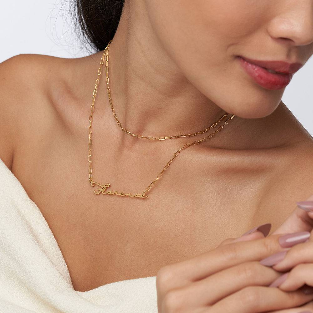 Signature Link Style Name Necklace in Gold Vermeil-5 product photo