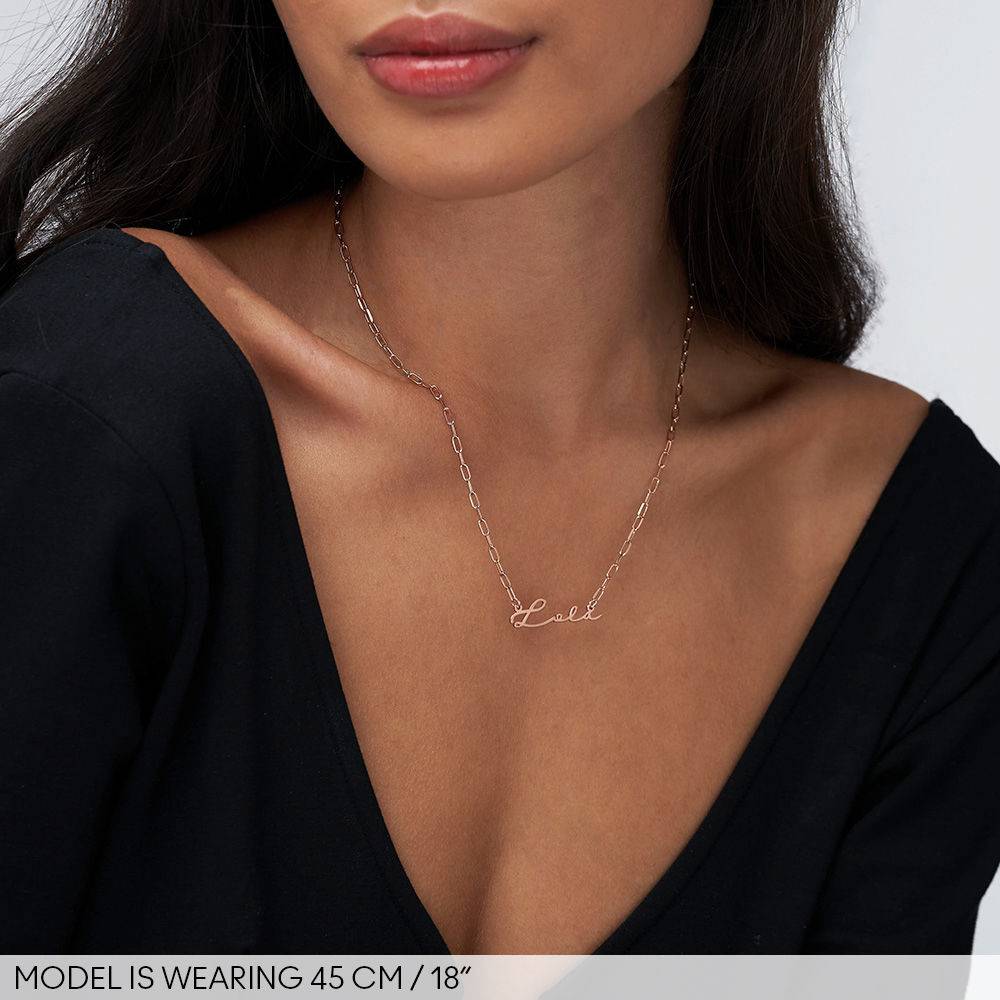 Signature Link Chain Name Necklace in 18k Rose Gold Plating-3 product photo