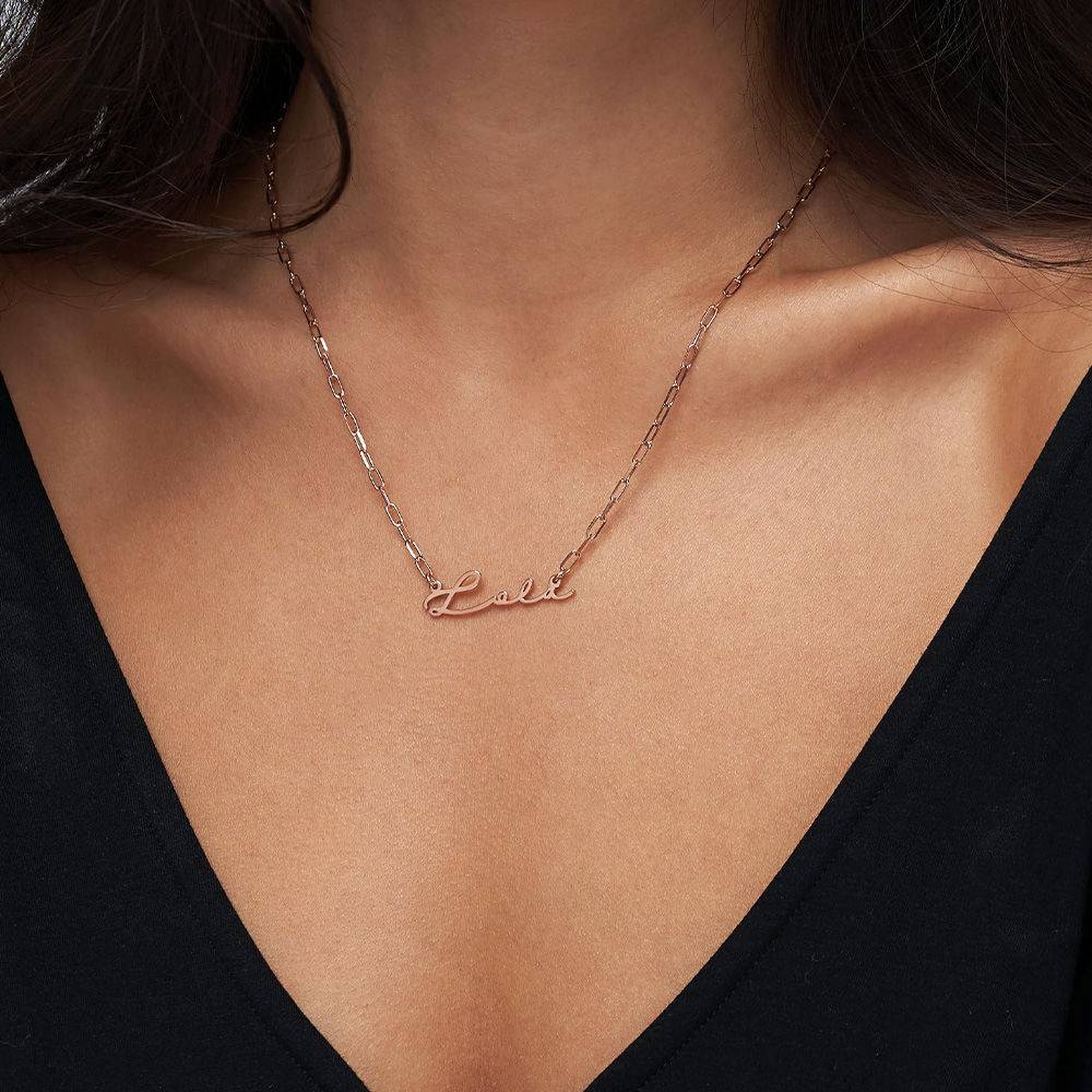 Signature Link Chain Name Necklace in 18k Rose Gold Plating-4 product photo