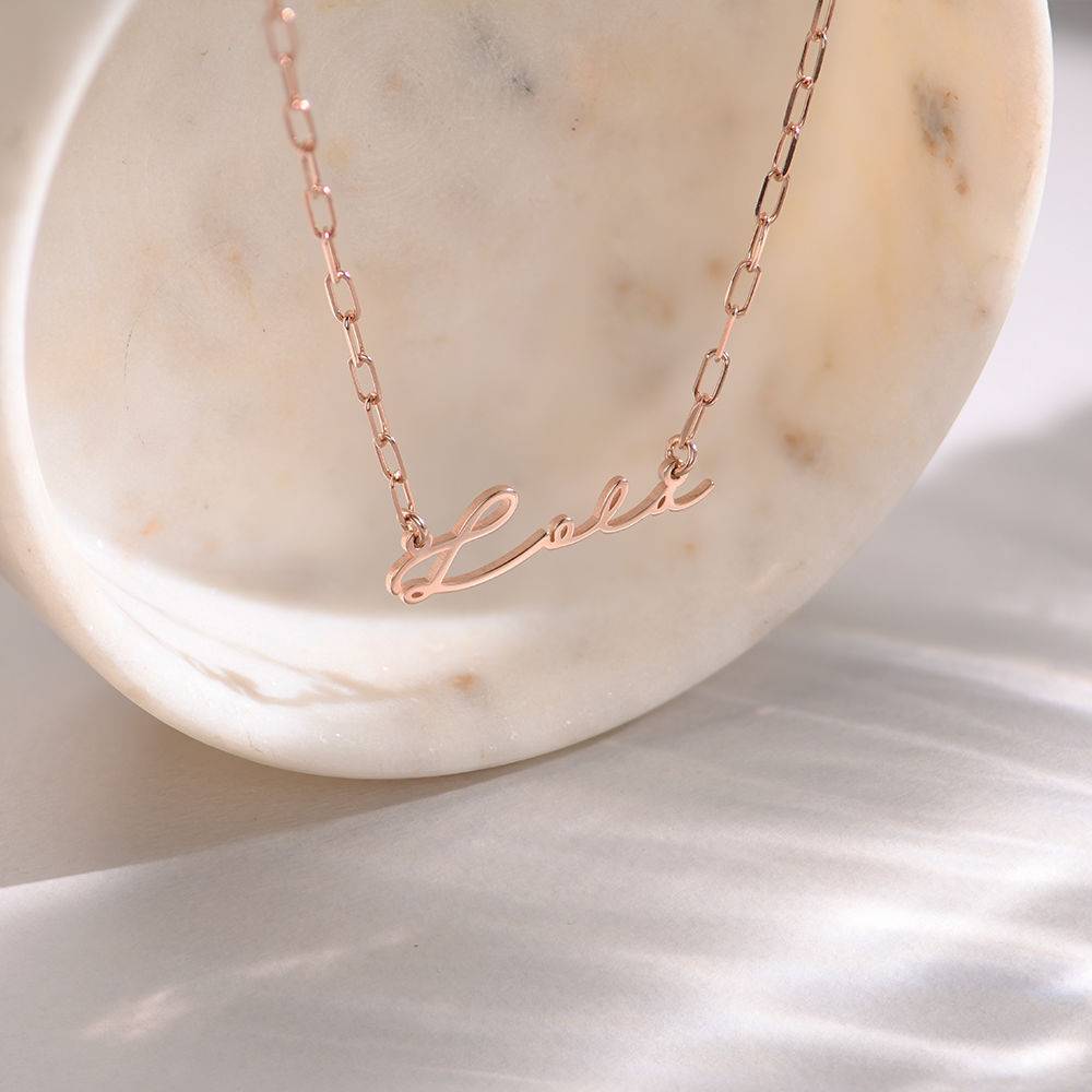 Signature Link Chain Name Necklace in 18k Rose Gold Plating-2 product photo