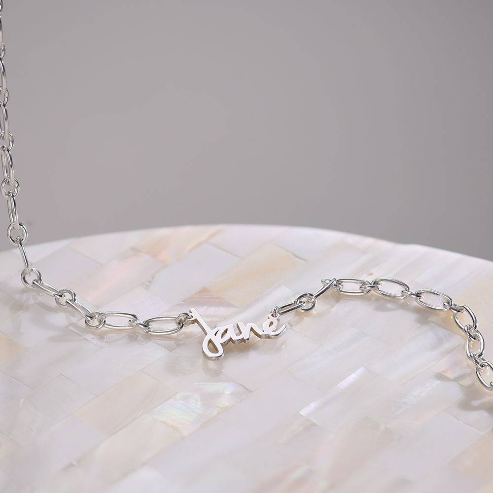 Loop Chain Name Necklace in Silver-4 product photo