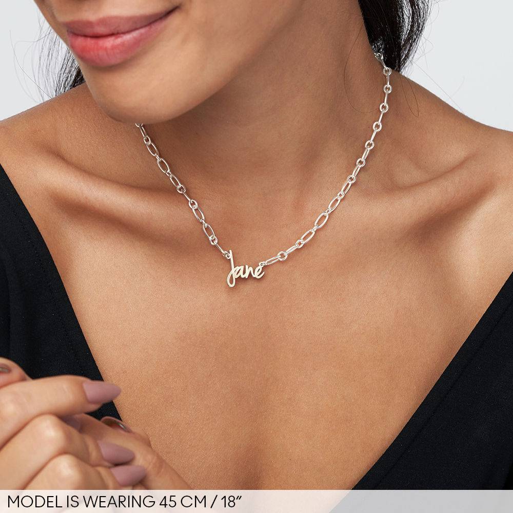 Loop Chain Name Necklace in Silver-3 product photo