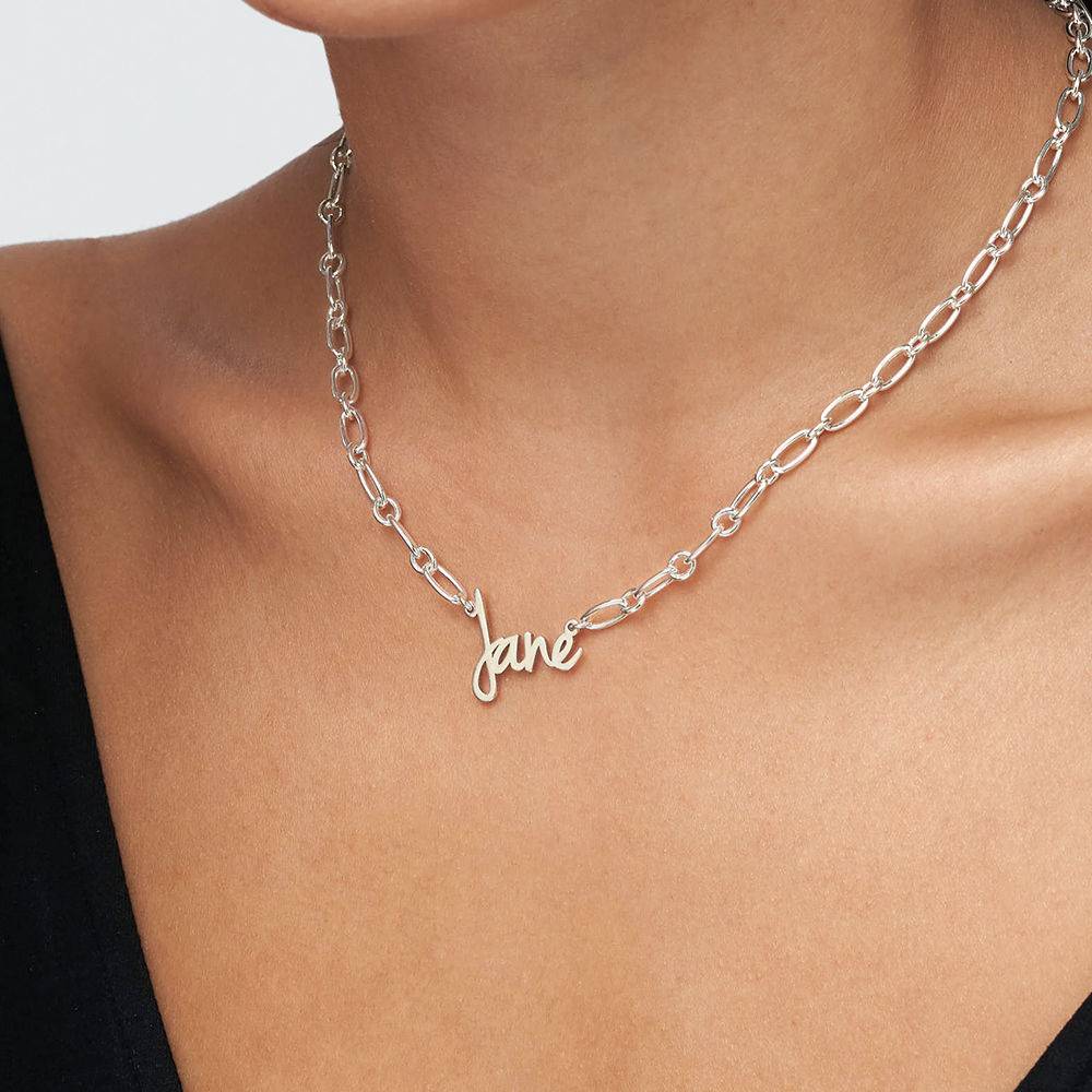 Loop Chain Name Necklace in Silver-4 product photo