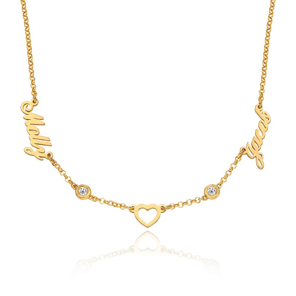 Lovers Heart Name Necklace With 0.20CT Diamonds in 18K Gold Vermeil-1 product photo