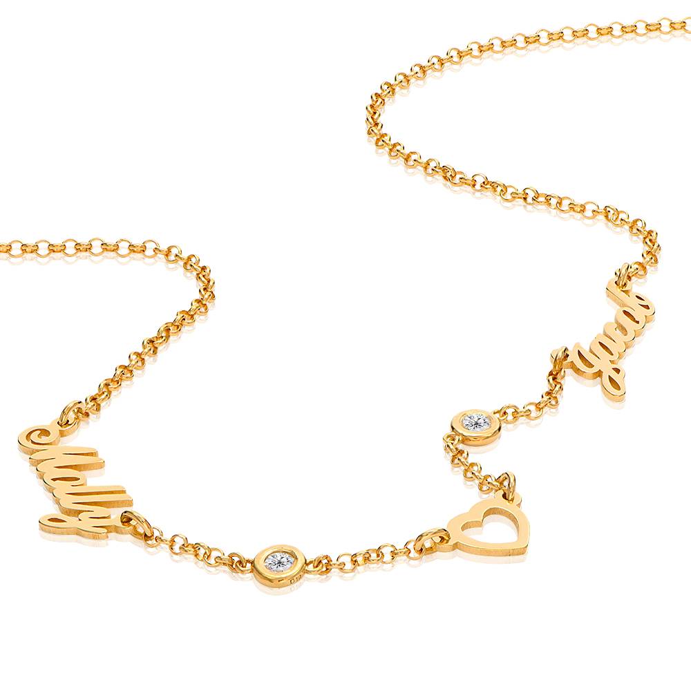 Lovers Heart Name Necklace With 0.20CT Diamonds in 18K Gold Vermeil-2 product photo
