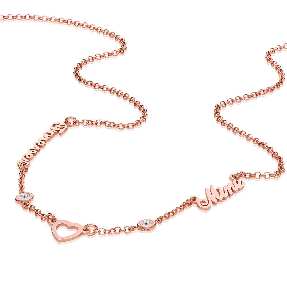 Lovers Heart Name Necklace With 0.20CT Diamonds in 18K Rose Gold Plating-5 product photo