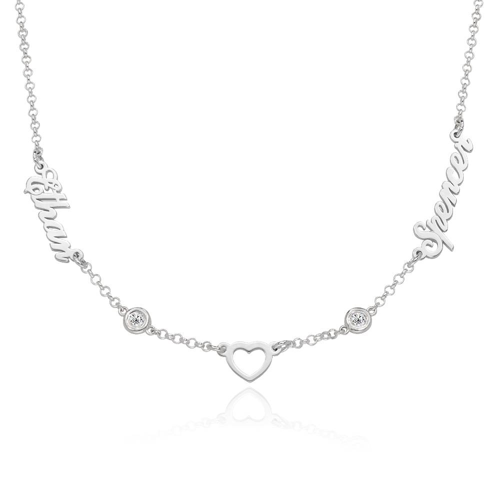 Lovers Heart Name Necklace With 0.20CT Diamonds in Sterling Silver-5 product photo