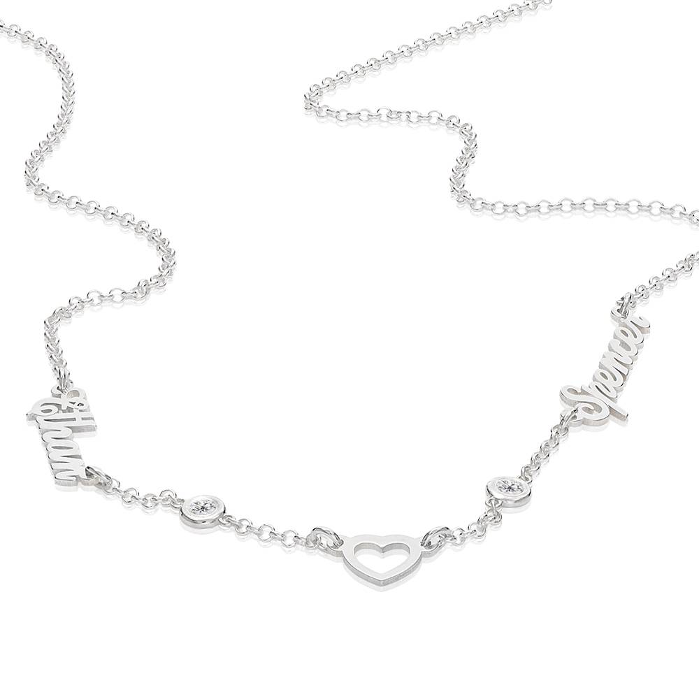 Lovers Heart Name Necklace With 0.20CT Diamonds in Sterling Silver-2 product photo