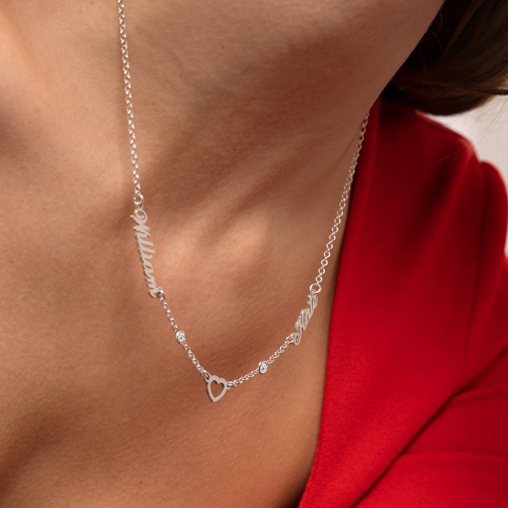 Lovers Heart Name Necklace With 0.20CT Diamonds in Sterling Silver-3 product photo