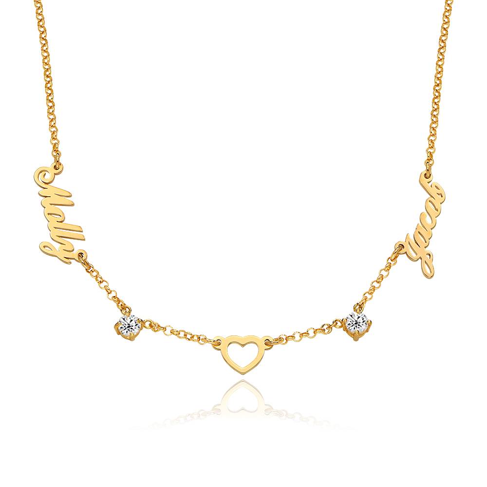Lovers Heart Name Necklace With 0.60CT Diamonds in 18K Gold Vermeil-2 product photo