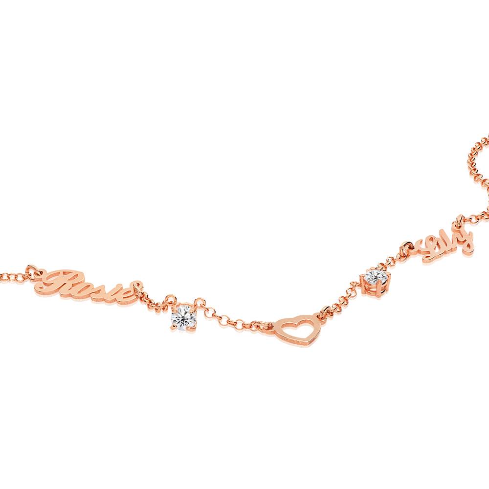 Lovers Heart Name Necklace With 0.60CT Diamonds in 18K Rose Gold Plating-2 product photo