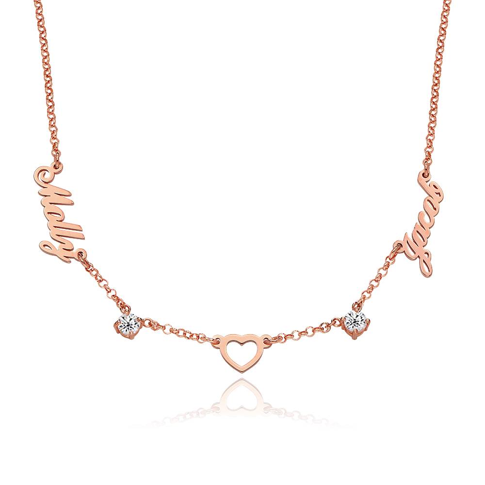 Lovers Heart Name Necklace With 0.60CT Diamonds in 18K Rose Gold Plating-6 product photo