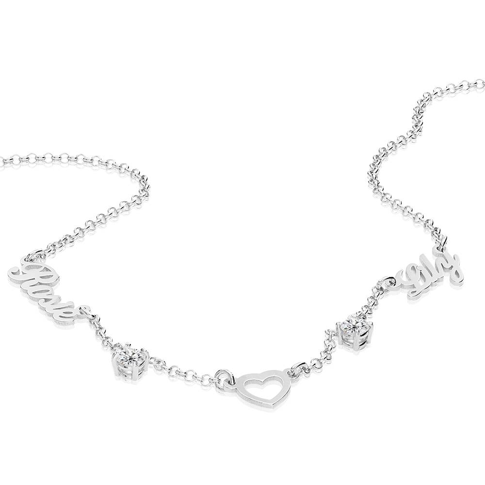 Lovers Heart Name Necklace With 0.60CT Diamonds in Sterling Silver-1 product photo