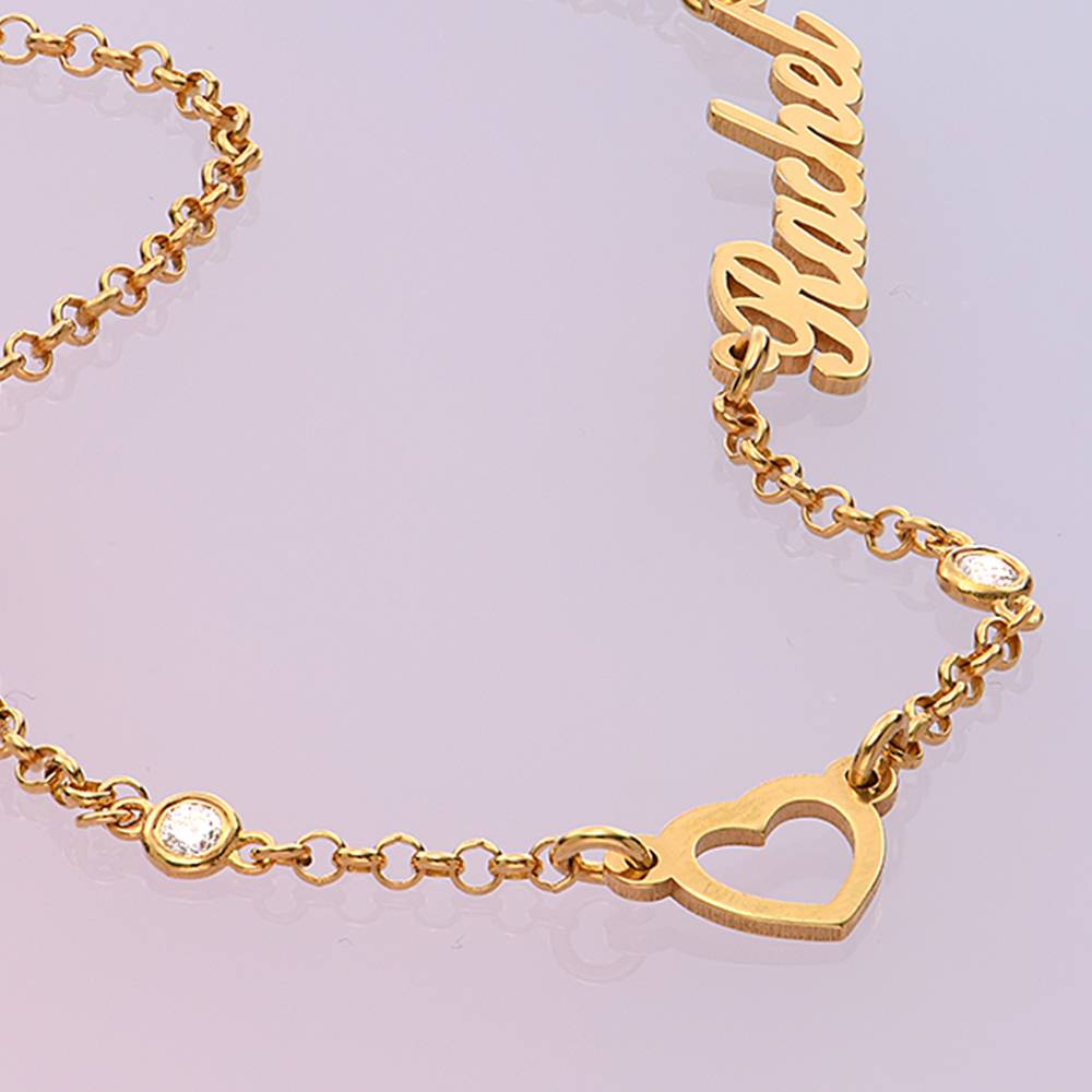 Lovers Heart Name Necklace With Diamonds in 18K Gold Plating-2 product photo