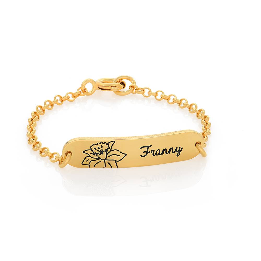 Lyla Baby Name Bracelet with Birth Flower in 18K Gold Vermeil-2 product photo