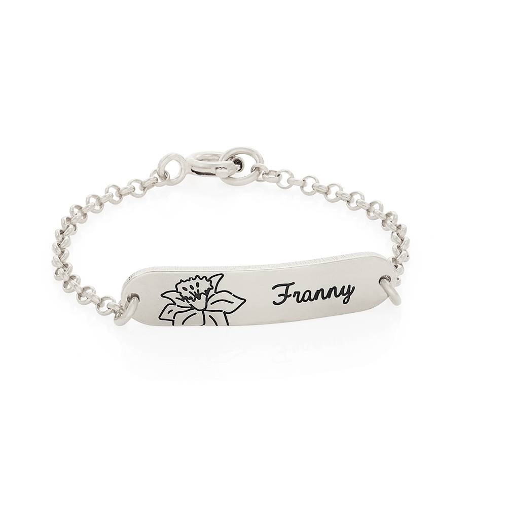 Lyla Baby Name Bracelet with Birth Flower in Sterling Silver product photo
